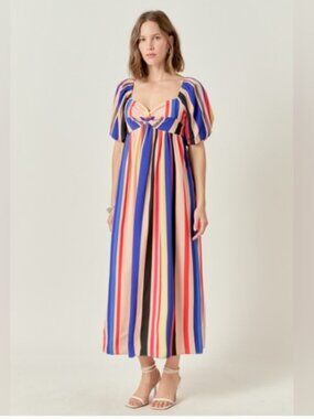 NWT - English Factory Multi Color Striped Maxi Dress - Size S